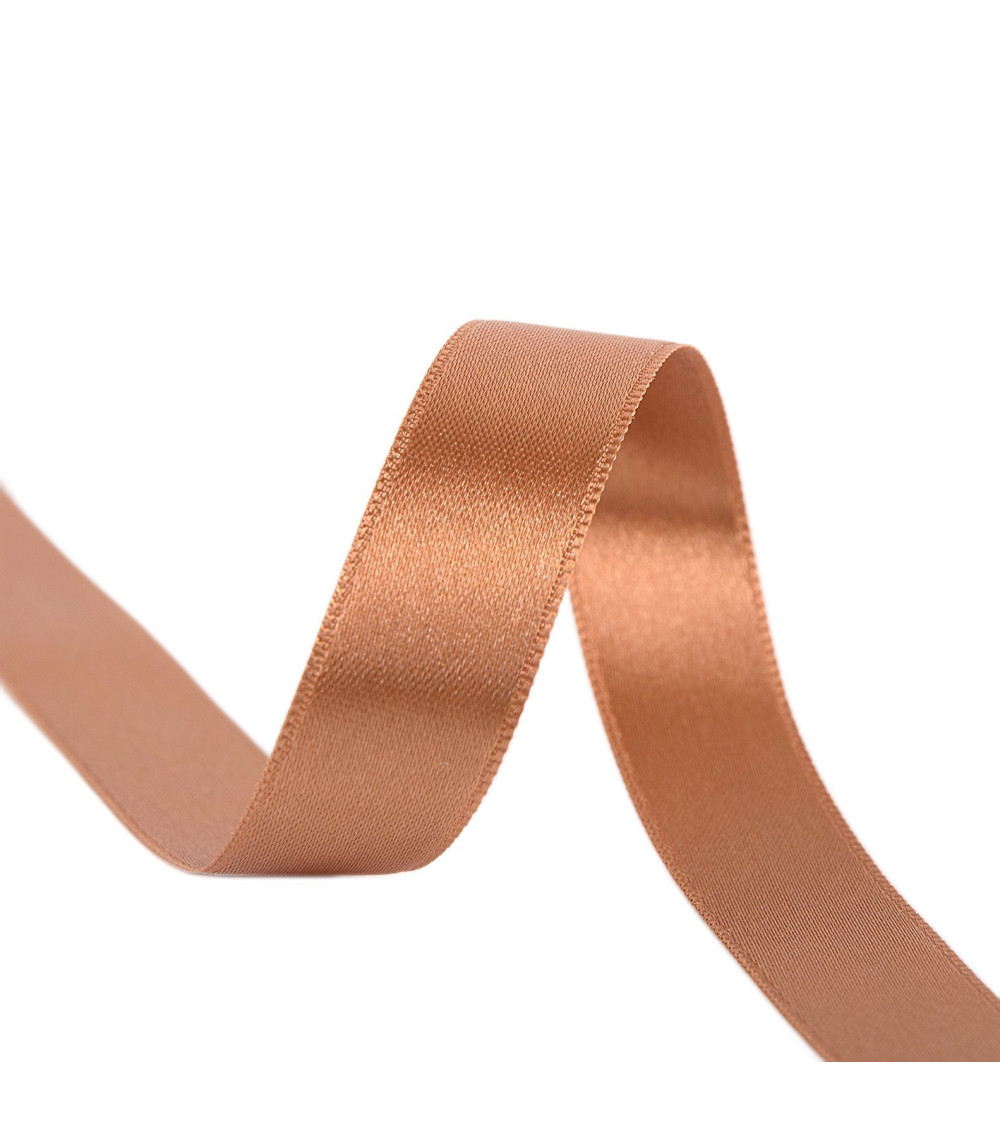 40m reel double-sided satin ribbon made in France dark beige