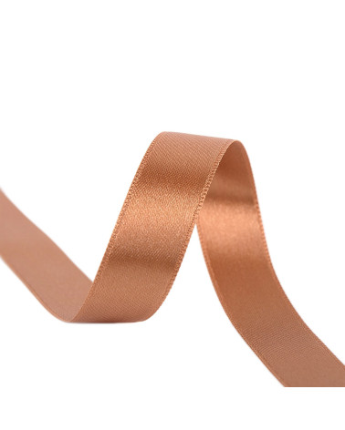 Spool of 40m double-sided satin ribbon made in France, dark beige