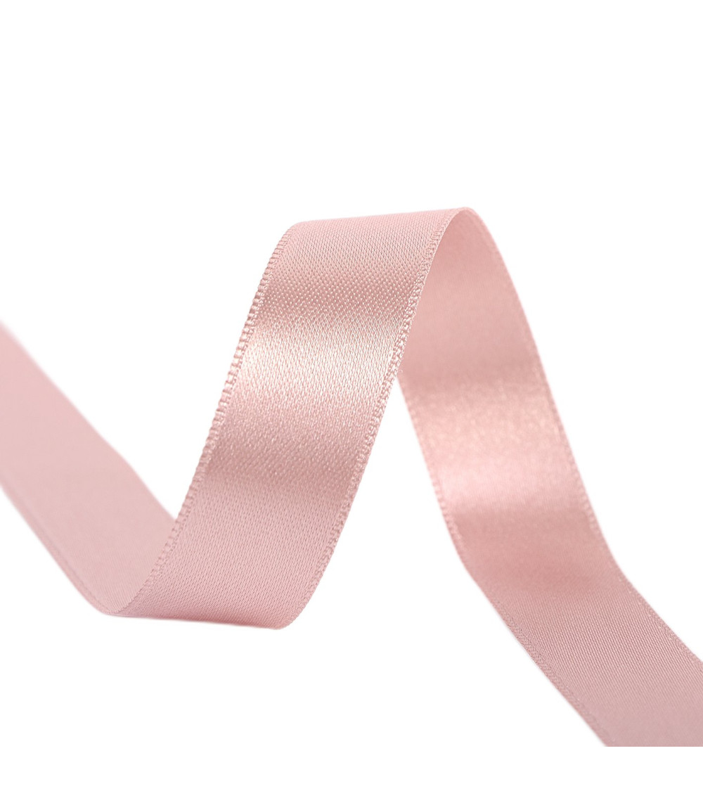 Spool of 40m double-sided satin ribbon made in France, dark beige