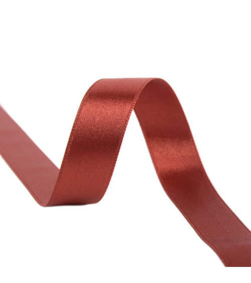 40m reel double-sided satin ribbon made in France rust