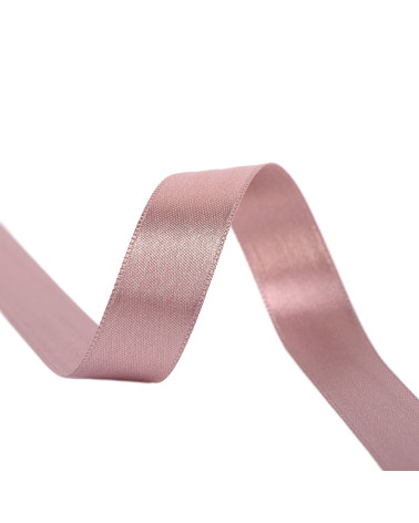 Spool of 40m double-sided satin ribbon made in France, old pink