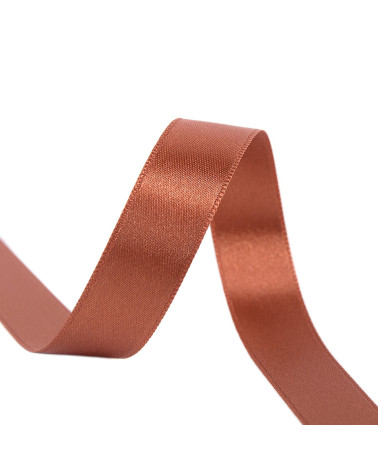 40m spool of double-sided satin ribbon made in France, rust