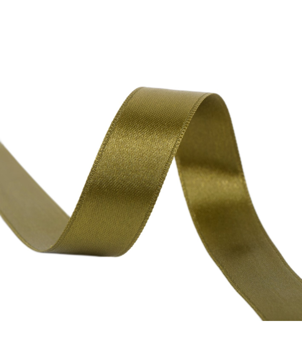 40m reel double-sided satin ribbon made in France khaki