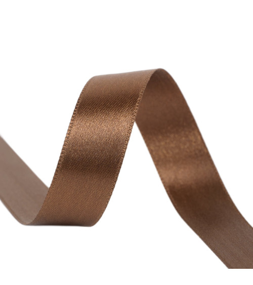 40m reel double-sided satin ribbon made in France brown green