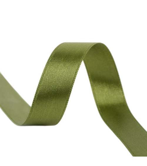 40m reel double-sided satin ribbon made in France khaki