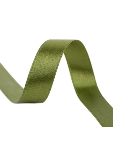 Spool of 40m double-sided satin ribbon made in France, khaki