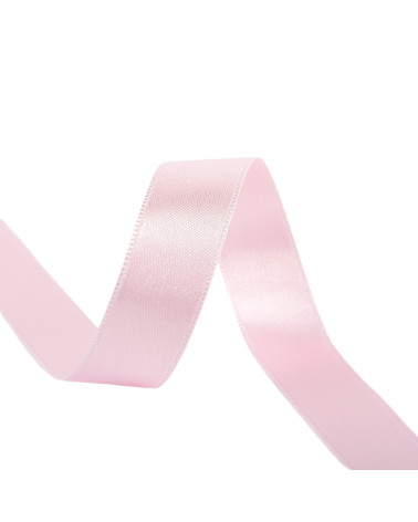 40m spool of double-sided satin ribbon made in France, pink