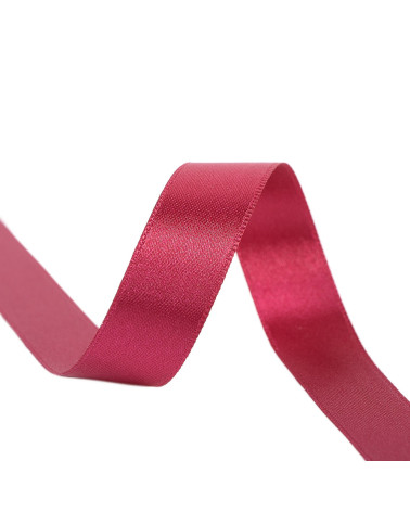 Spool of 40m double-sided satin ribbon made in France raspberry