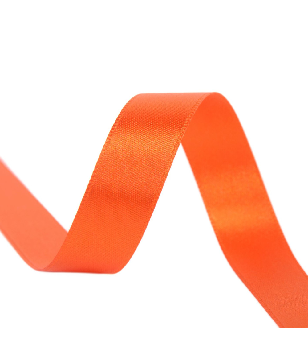 40m reel double-sided satin ribbon made in France orange