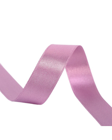 Spool of 40m double-sided satin ribbon made in France, mauve