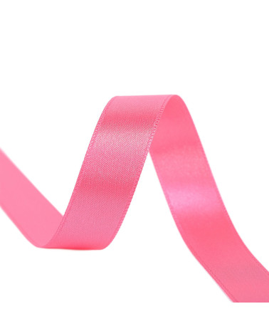 Spool of 40m double-sided satin ribbon made in France, medium pink