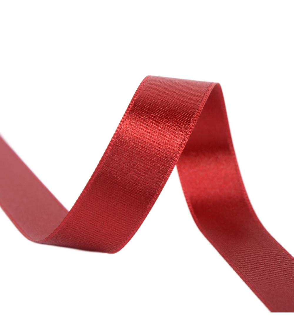 40m reel double-sided satin ribbon made in France Hermes red