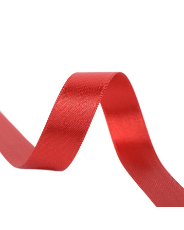 Spool of 40m double-sided satin ribbon made in France, red and black