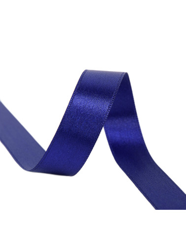 Spool of 40m double-sided satin ribbon made in France, royal blue