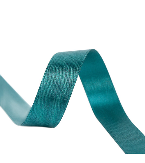 40m reel double-sided satin ribbon made in France duck blue