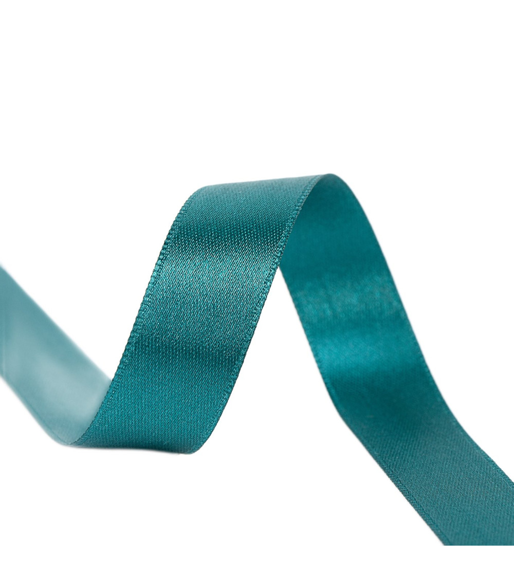 40m reel double-sided satin ribbon made in France duck blue