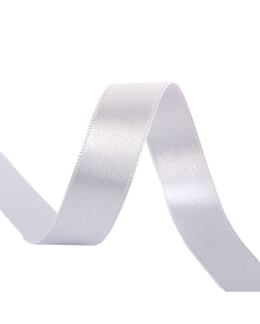 40m spool of double-sided satin ribbon made in France, grey