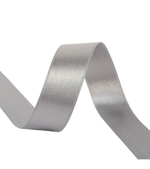40m reel double-sided satin ribbon made in France gray