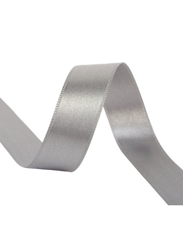 40m spool of double-sided satin ribbon made in France, grey