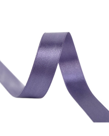 Spool of 40m double-sided satin ribbon made in France, gray-purple