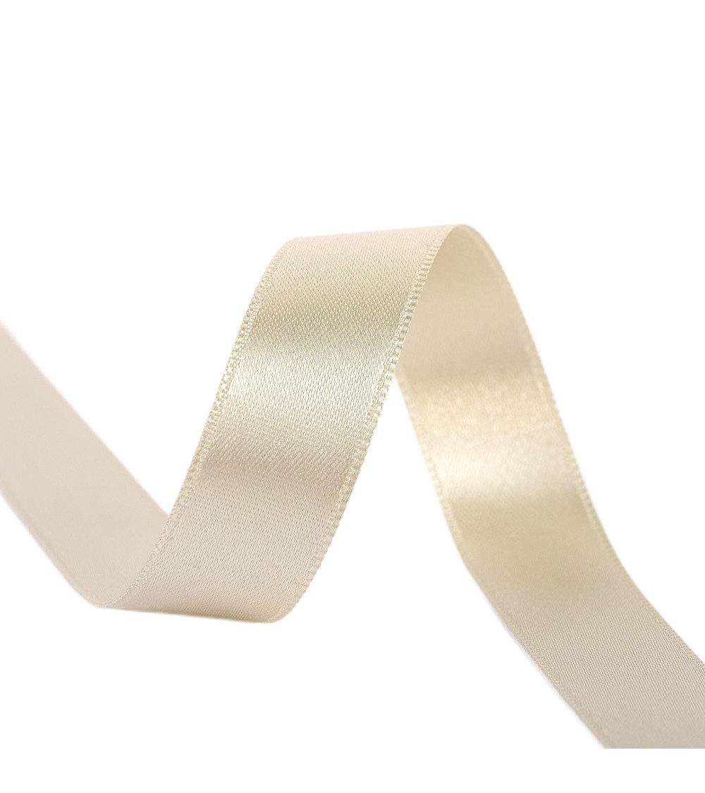 40m reel double-sided satin ribbon made in France beige