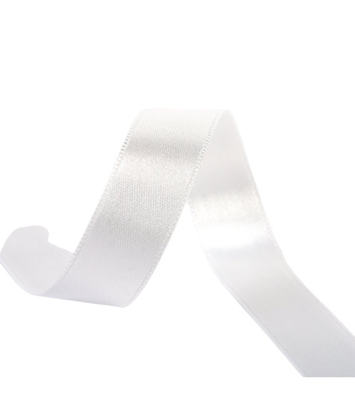 40m reel double-sided satin ribbon made in France white
