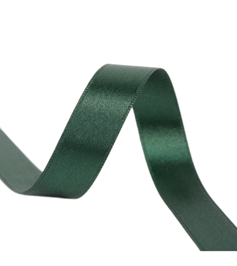 40m reel double-sided satin ribbon made in France dark green