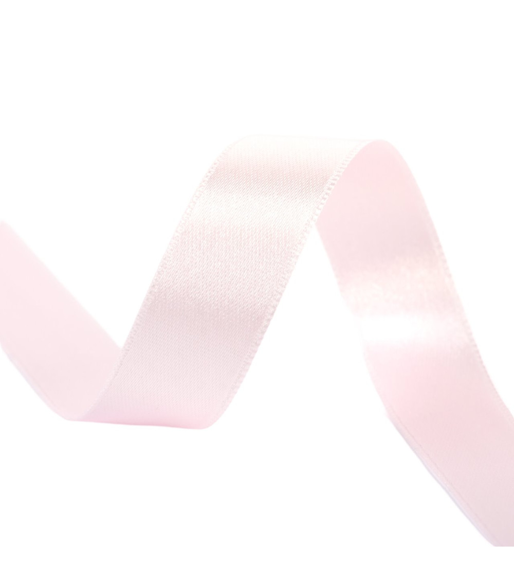 40m reel double-sided satin ribbon made in France pale pink