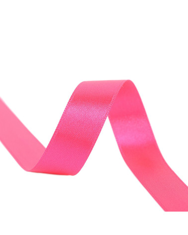 Spool of 40m double-sided satin ribbon made in France fuchsia