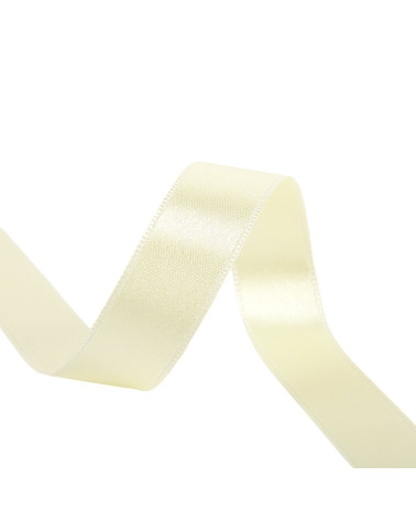 Spool of 40m double-sided satin ribbon made in France, green and yellow