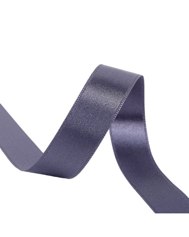 Spool of 40m double-sided satin ribbon made in France, gray-purple
