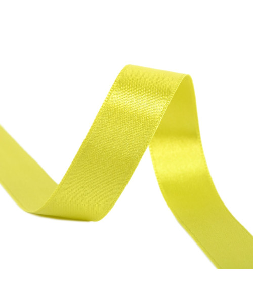 40m reel double-sided satin ribbon made in France green/mustard