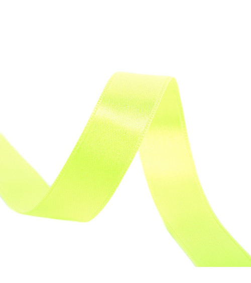 40m reel double-sided satin ribbon made in France fluorescent yellow
