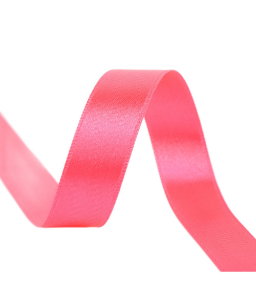 40m reel double-sided satin ribbon made in France neon pink