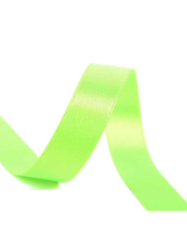 40m reel double-sided satin ribbon made in France fluorescent green
