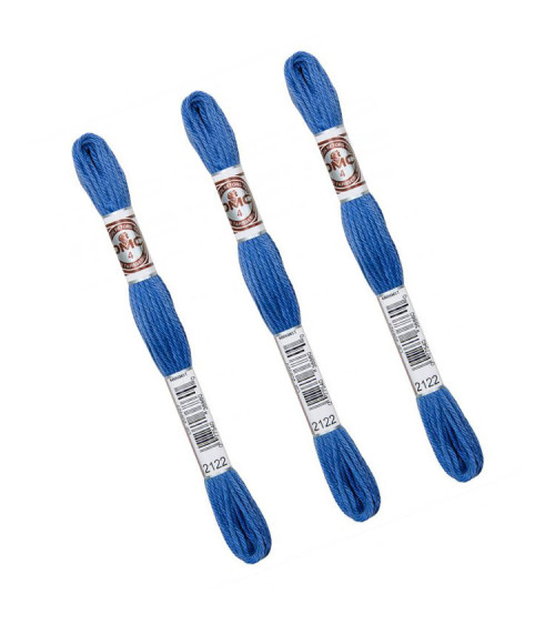 Set of 3 skeins 10m DMC Matte twisted thread tapestry canvas 100% cotton blue 2122