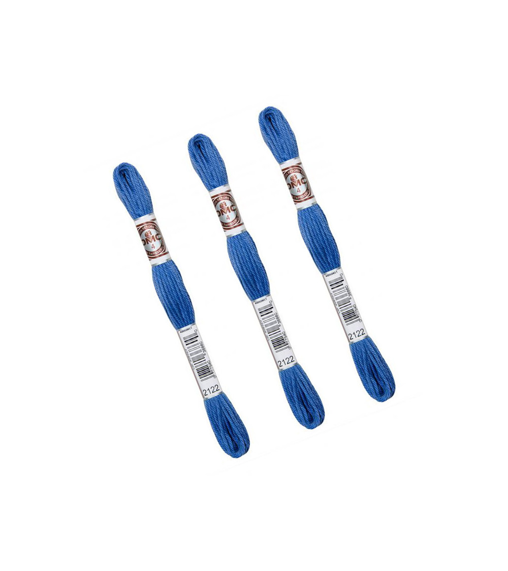 Set of 3 skeins 10m DMC Matte twisted thread tapestry canvas 100% cotton blue 2122