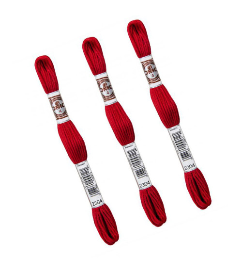 Set di 3 matassine da 10 m DMC Tela per arazzo in filo ritorto opaco 100% cotone rosso 2304