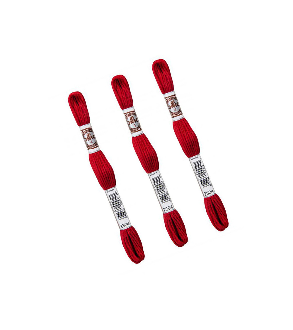 Set of 3 skeins 10m DMC Matte twisted thread tapestry canvas 100% cotton red 2304