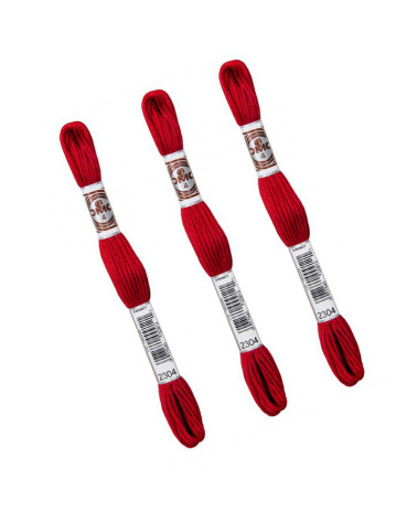 Set mit 3 Strängen 10 m, DMC, mattes, gedrehtes Gobelin-Leinengewebe, 100 % Baumwolle, Rot 2304