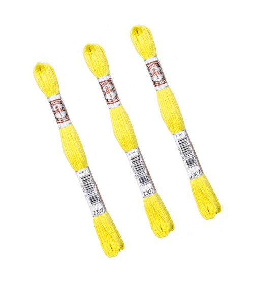 Set of 3 skeins 10m DMC Matte twisted thread tapestry canvas 100% cotton yellow 2307
