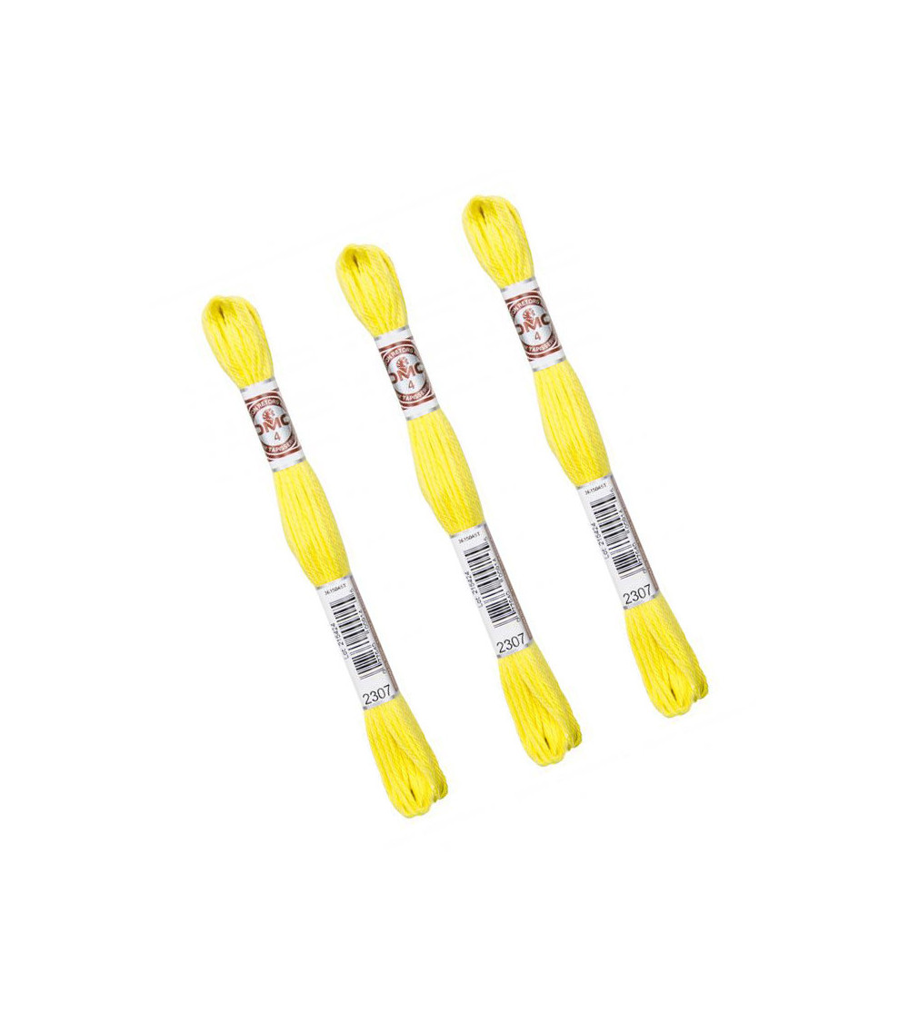 Set of 3 skeins 10m DMC Matte twisted thread tapestry canvas 100% cotton yellow 2307