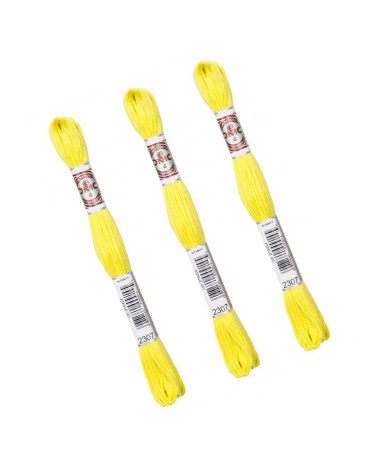 Set of 3 skeins 10m DMC Matte twisted thread tapestry canvas 100% cotton yellow 2307