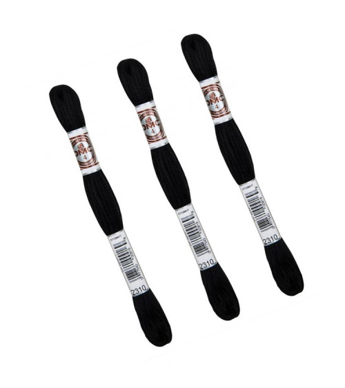 Set di 3 matassine da 10 m DMC Tela per arazzo a filo ritorto opaco 100% cotone nero 2310
