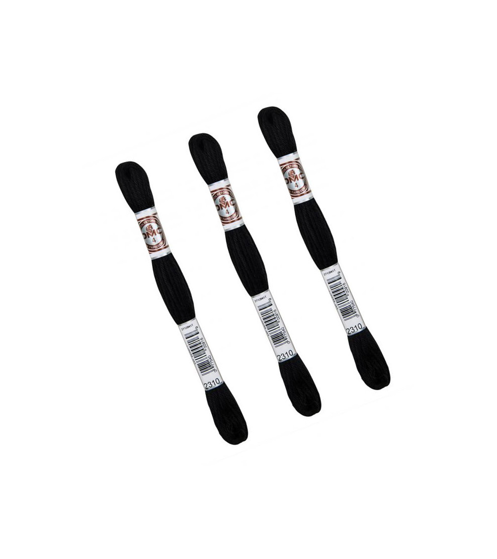 Set of 3 skeins 10m DMC Matt twisted thread tapestry canvas 100% cotton black 2310