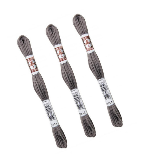 Set of 3 skeins 10m DMC Matt twisted thread tapestry canvas 100% cotton gray 2414