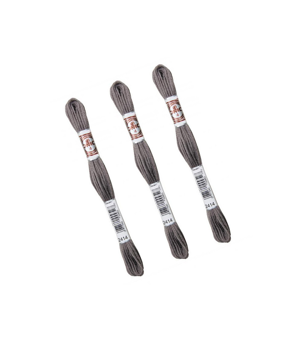 Set of 3 skeins 10m DMC Matt twisted thread tapestry canvas 100% cotton gray 2414