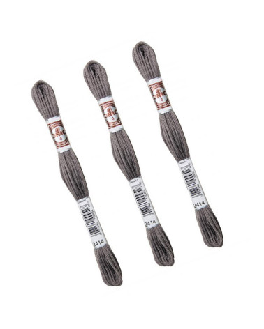 Set of 3 skeins 10m DMC Matt twisted thread tapestry canvas 100% cotton gray 2414