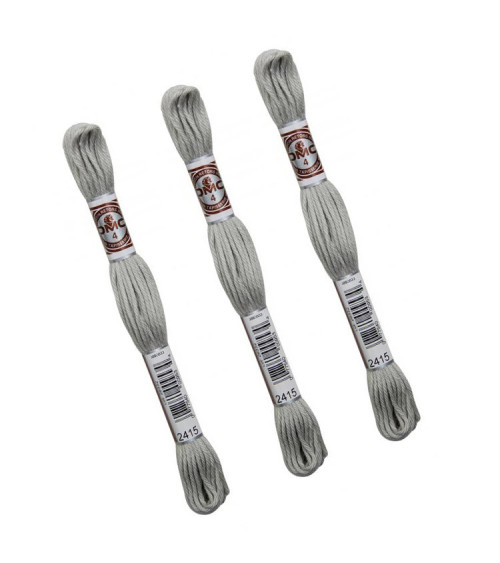 Set of 3 skeins 10m DMC Matt twisted thread tapestry canvas 100% cotton light gray 2415