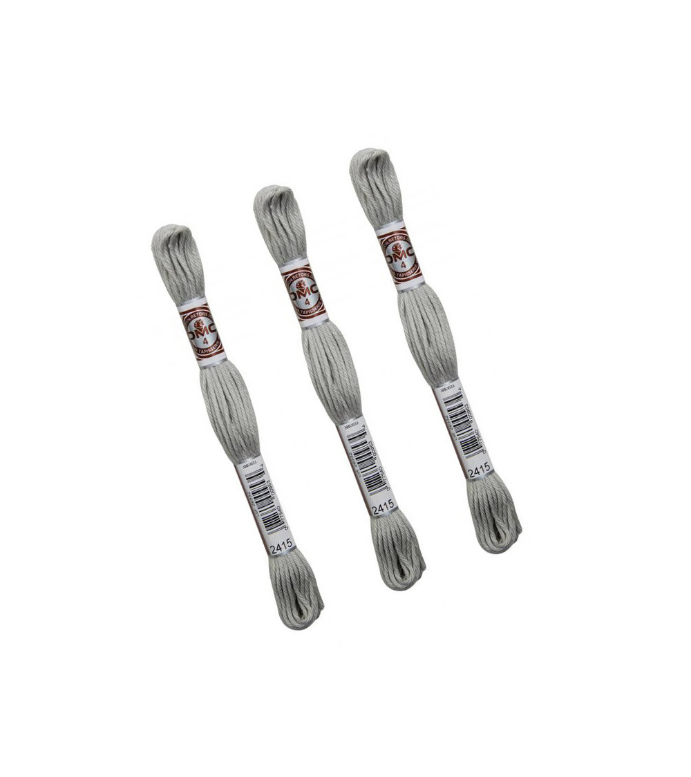 Set de 3 ovillos 10m DMC Hilo torcido mate lienzo tapiz 100% algodón gris claro 2415